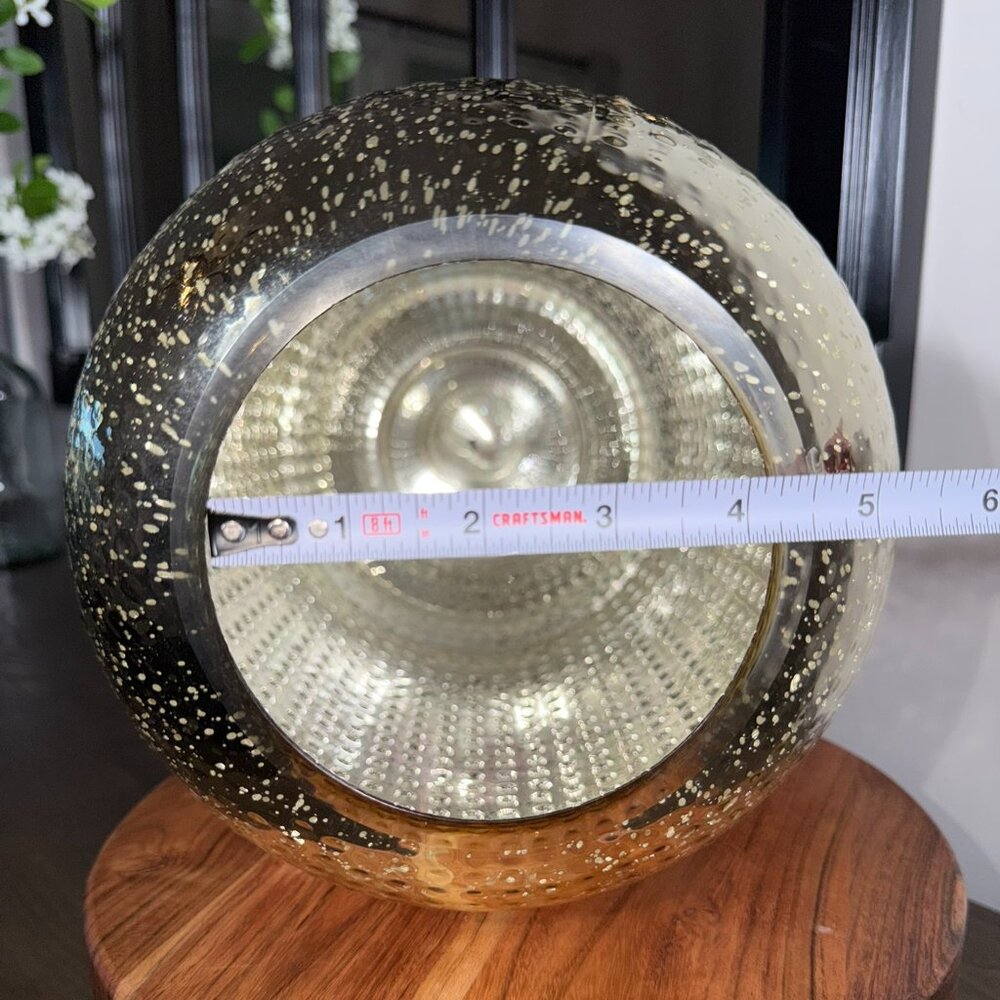 Large Mercury Glass Nubby Vase | Silver Textured Decorative Table Vase - Picture 7 of 8